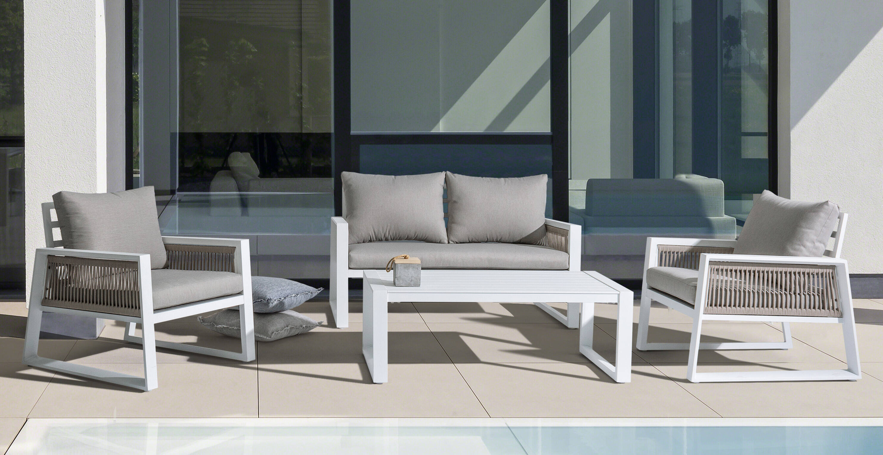 Lounge 4er Set Captiva Weiss