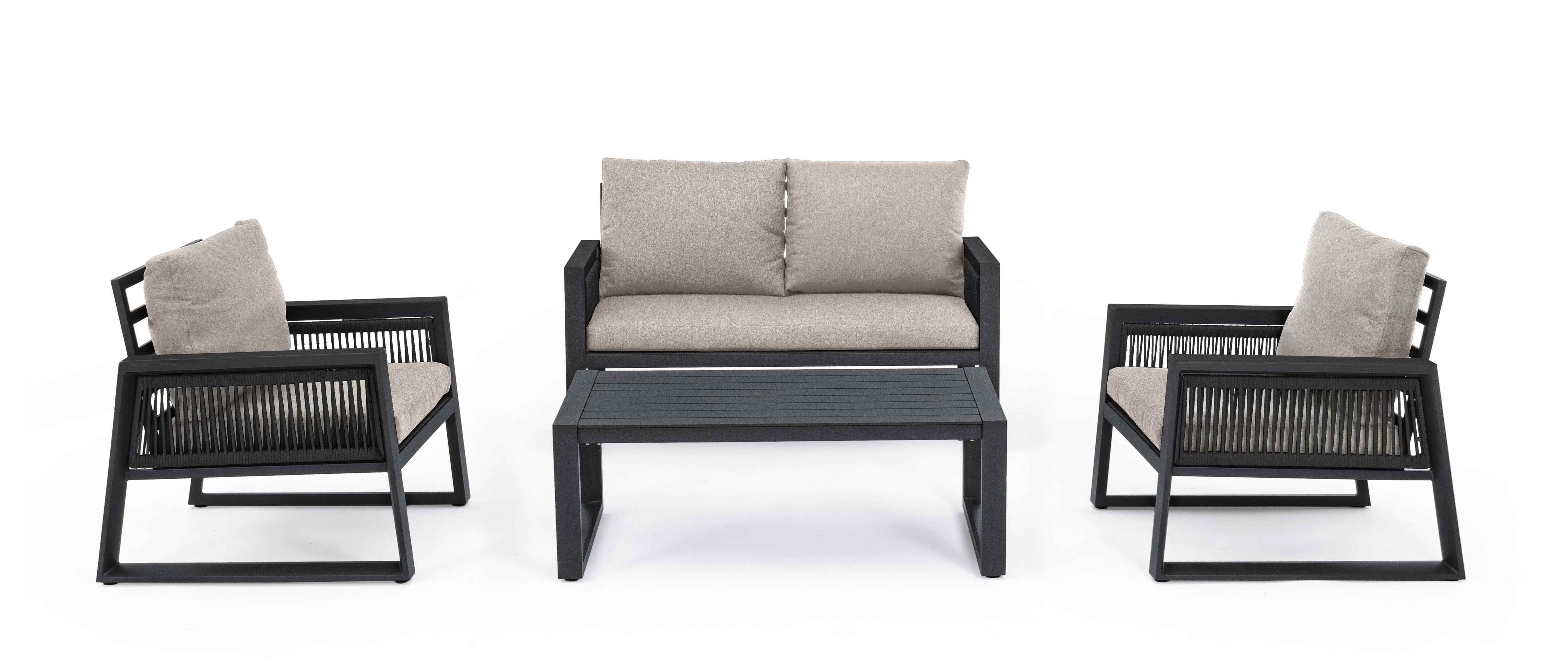 Lounge 4er Set mit Kissen Captiva Anthrazit
