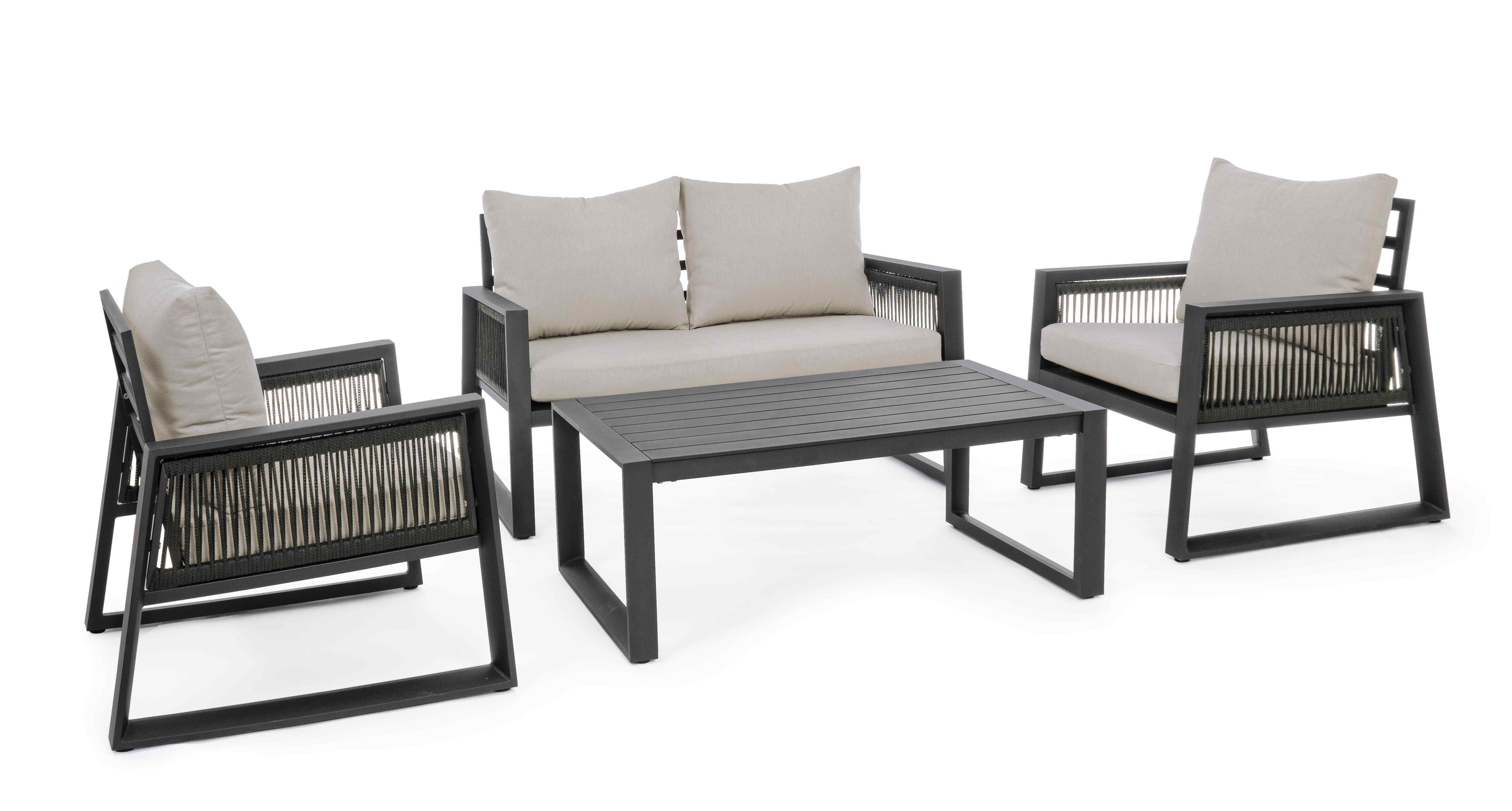 Lounge 4er Set mit Kissen Captiva Anthrazit