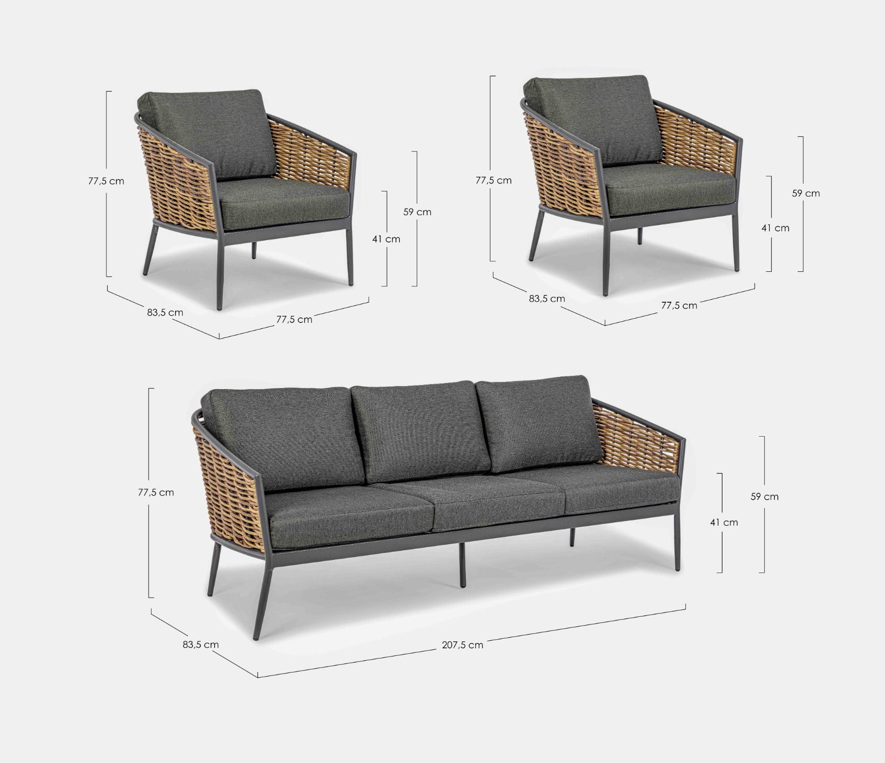 Lounge Set Maribela 3-teilig