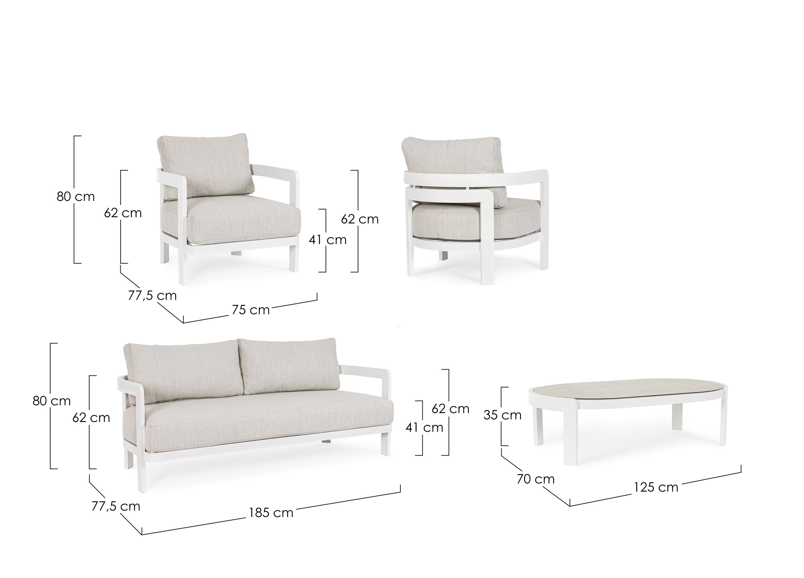 4er Set Lounge Presley Weiss