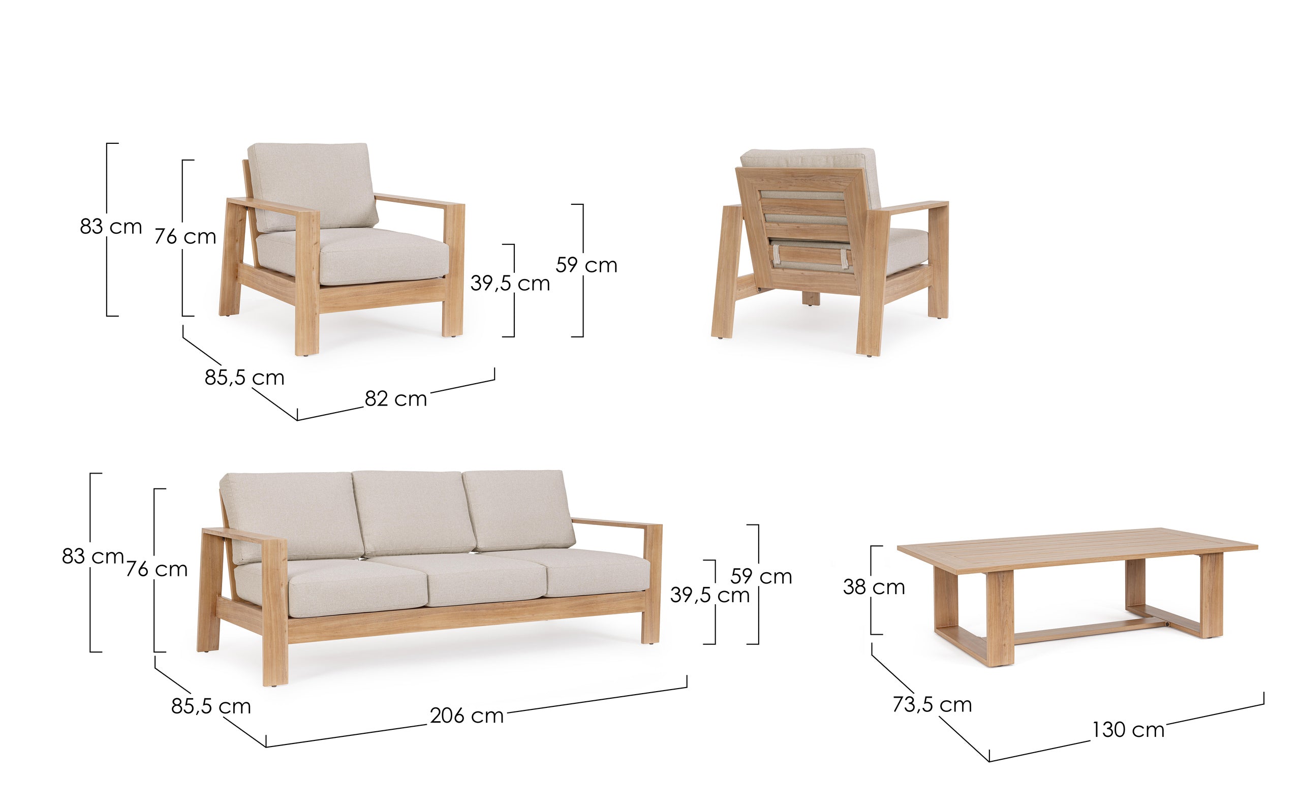 4er Set Lounge Baltic Natürlich