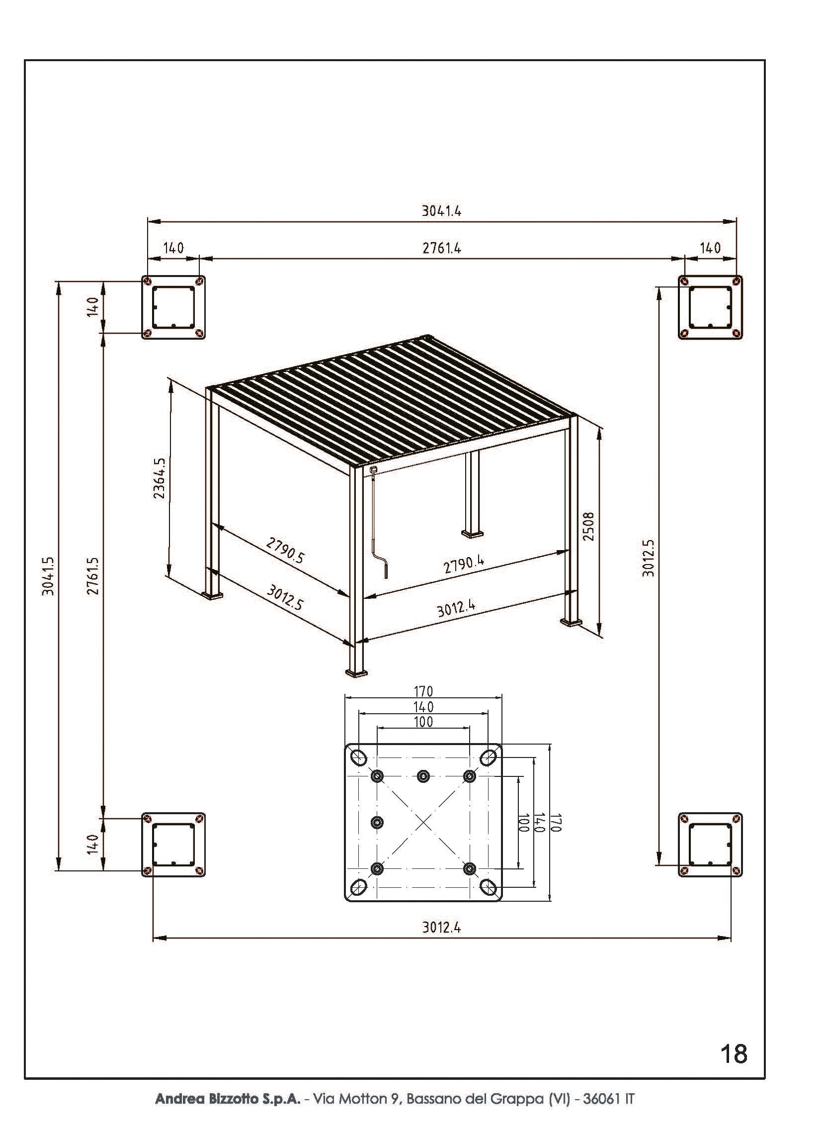 Lamellendach AERO-LITE 300x300cm